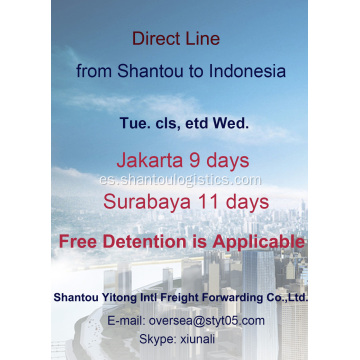Transporte marítimo de Shantou a Indonesia